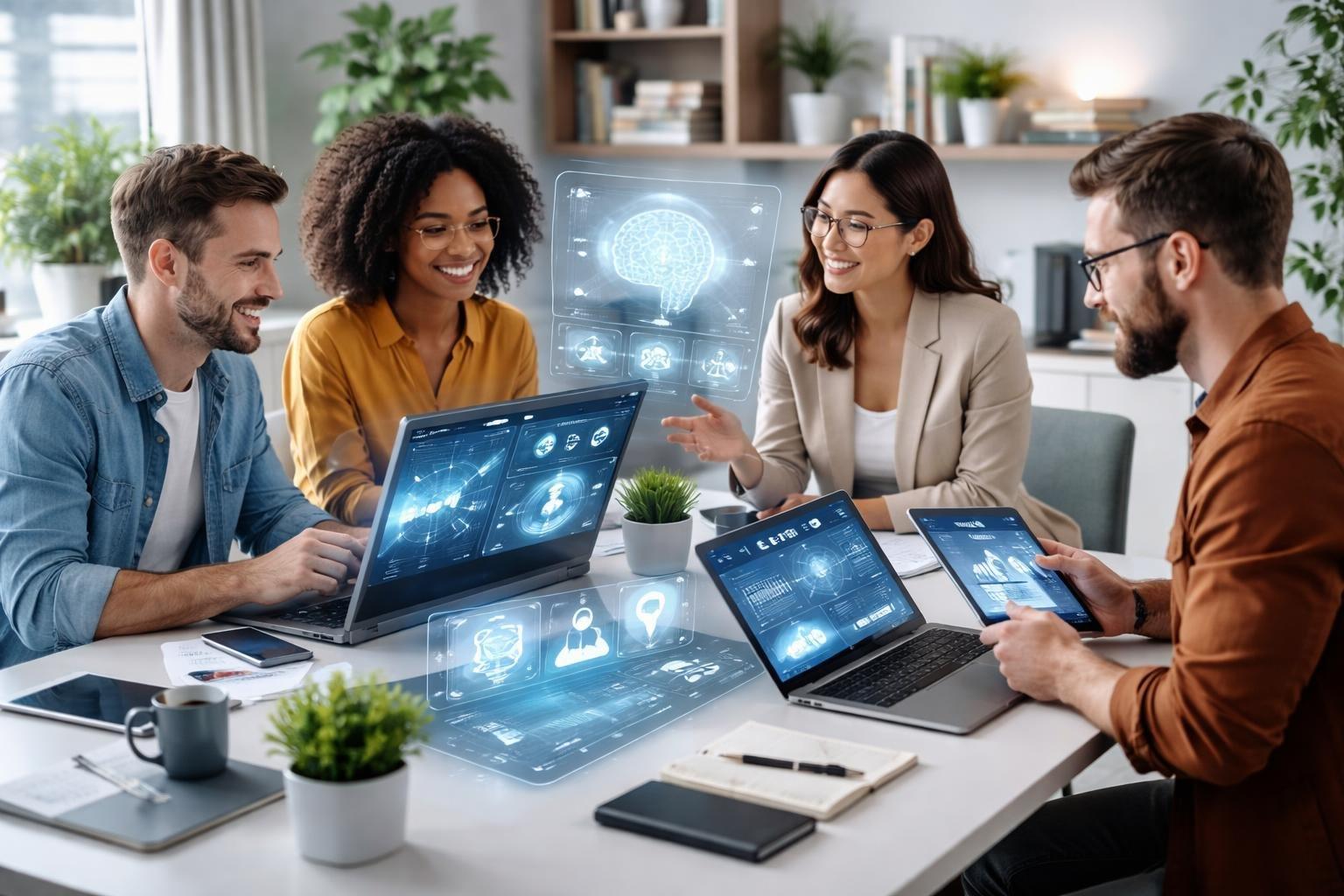 Small business team exploring AI